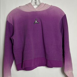 Jordan Girls Size XL Pink Purple Pullover Cotton Hoodie Logo Front Graphic
